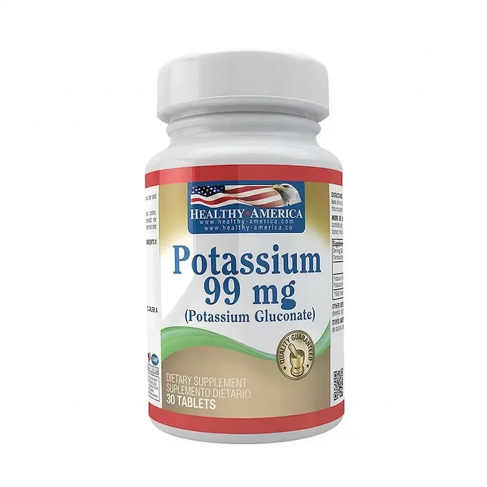 Chelated Potassium 99mg 30 Tabletas Healthy America 1
