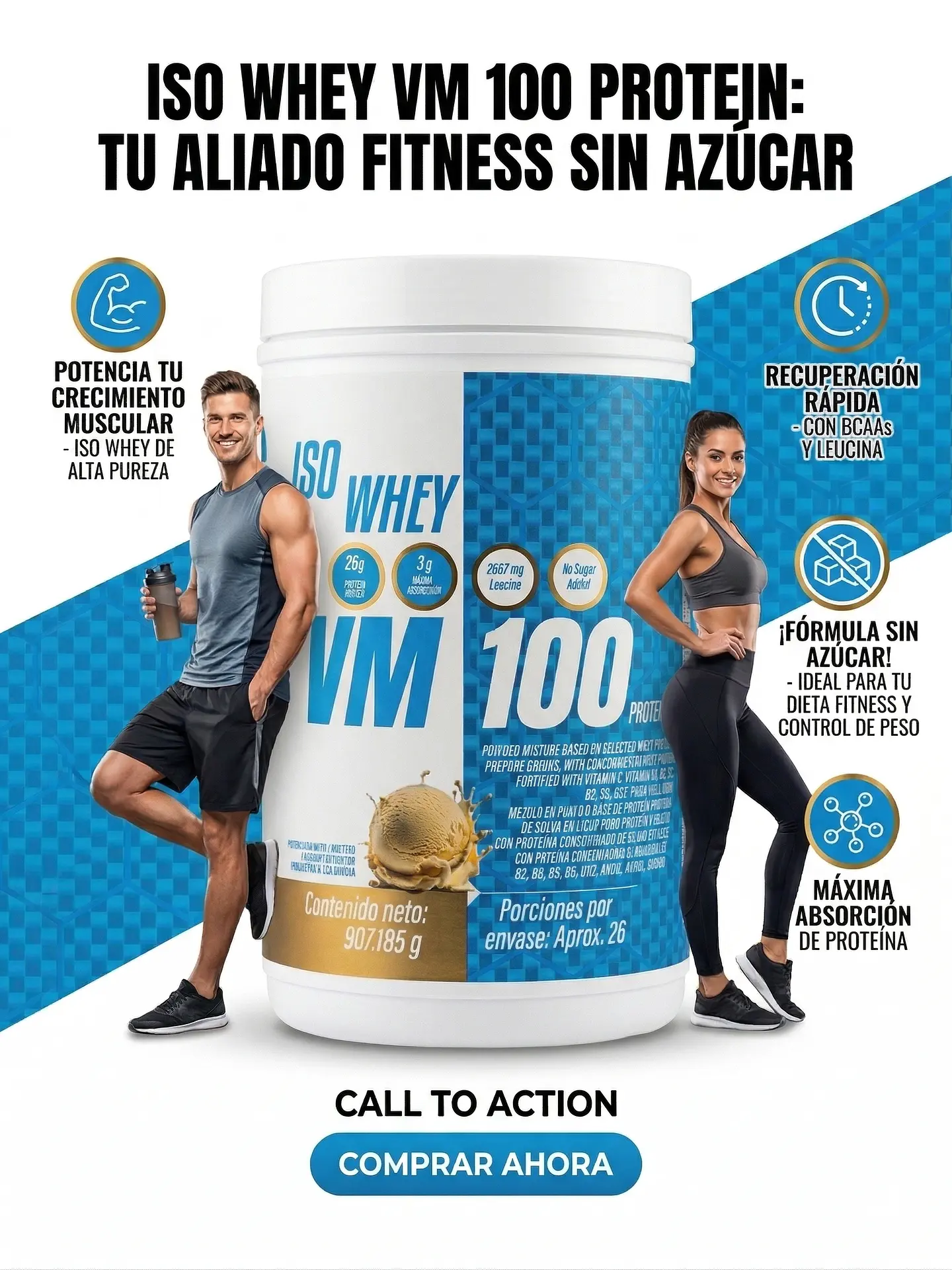 VM100 Iso Whey 908g Alimentos Naturales Vida Sana 3
