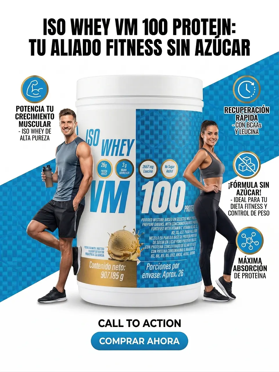 VM100 Iso Whey 908g Alimentos Naturales Vida Sana 3