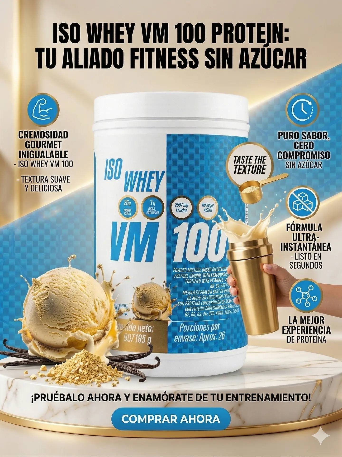 VM100 Iso Whey 908g Alimentos Naturales Vida Sana 4