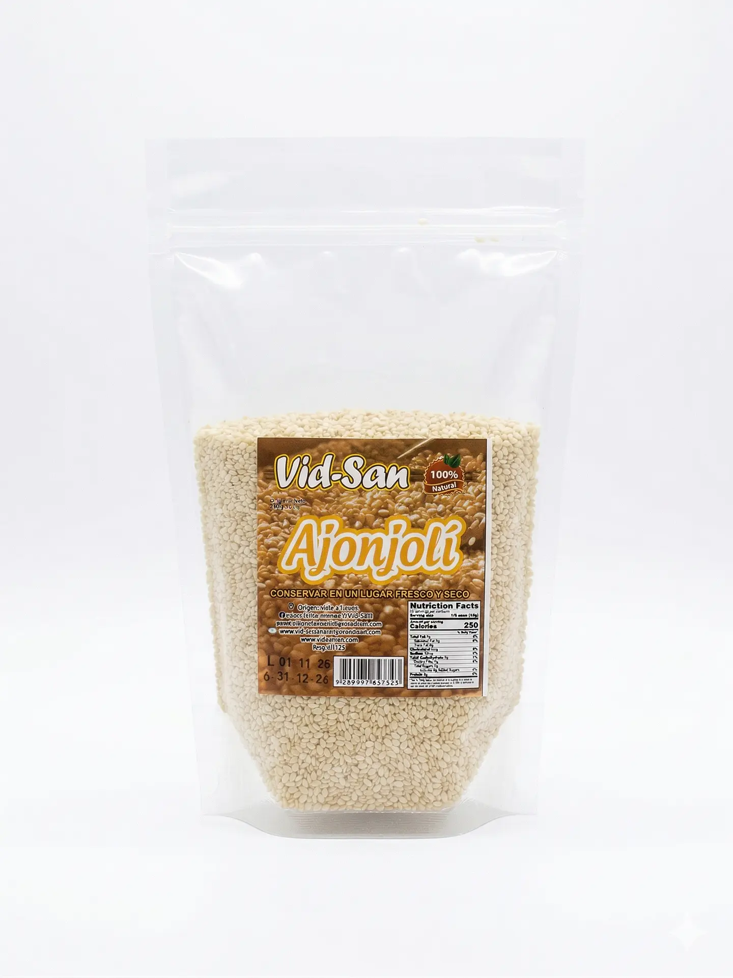 Ajonjoli O Sesamo Natural Descortezado 250G Alimentos Naturales Vida Sana 1