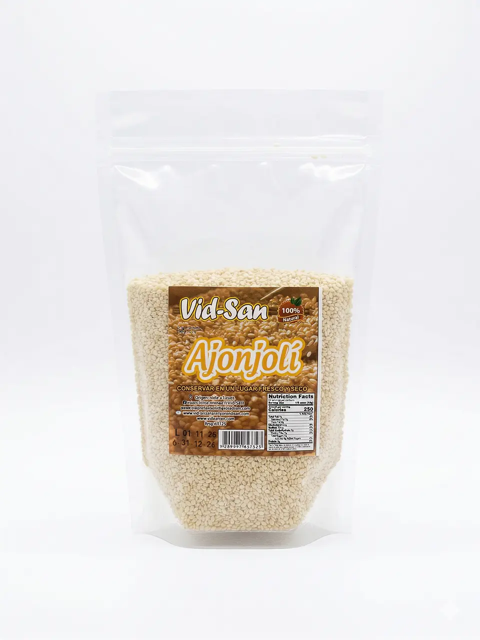 Ajonjoli O Sesamo Natural Descortezado 250G Alimentos Naturales Vida Sana 1