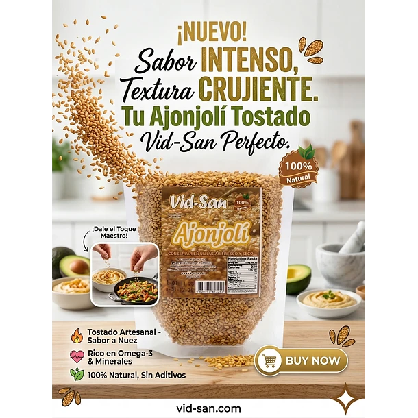 Ajonjoli O Sesamo Tostado 500G Alimentos Naturales Vida Sana 2