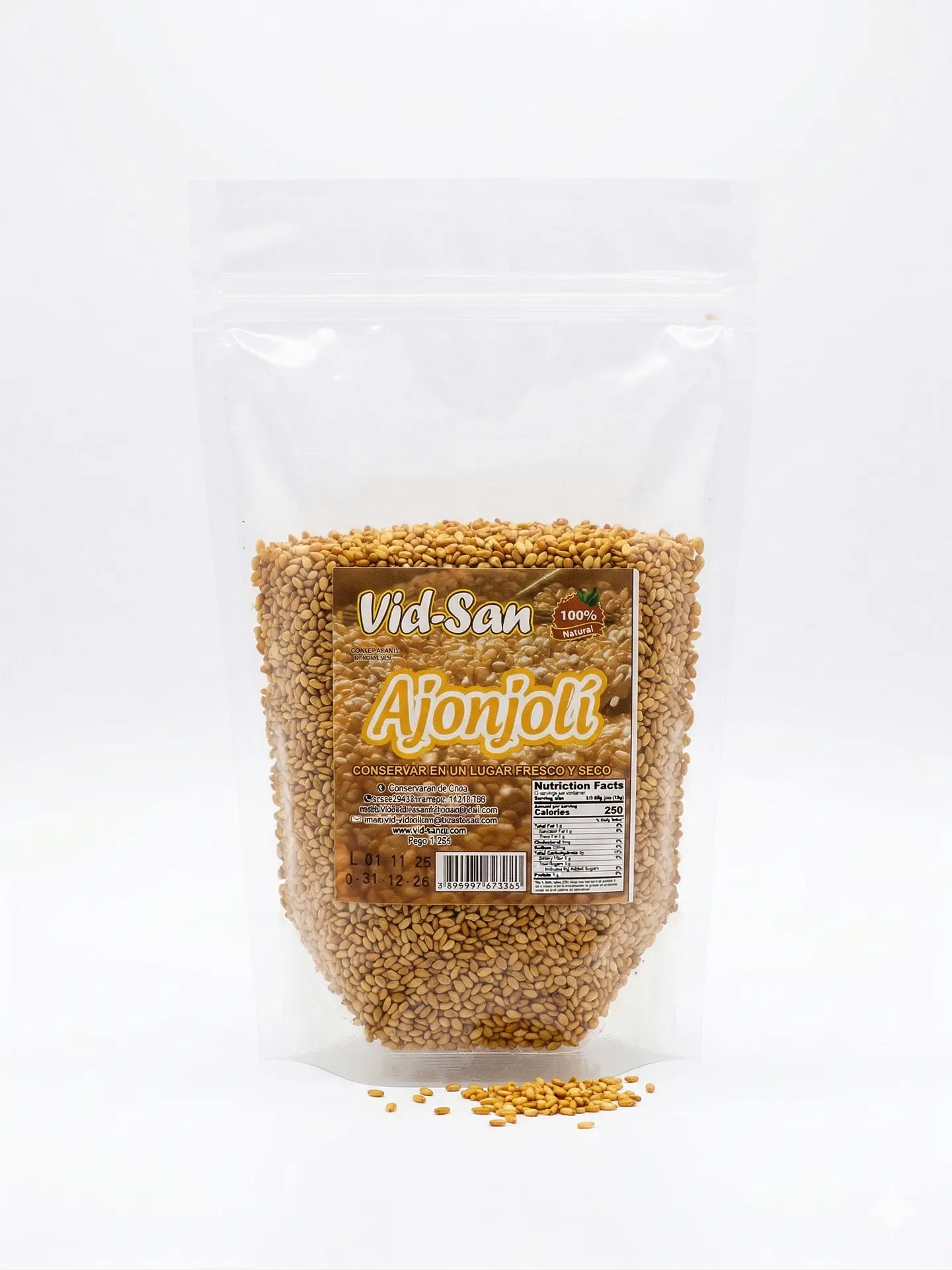 Ajonjoli O Sesamo Tostado 250G Alimentos Naturales Vida Sana 1
