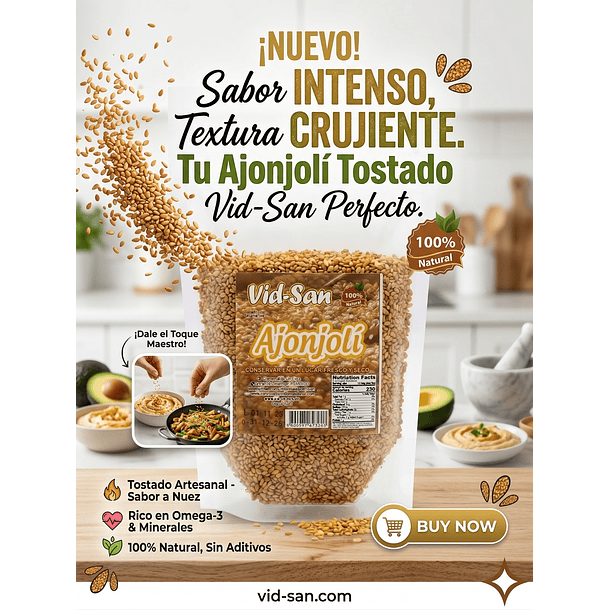 Ajonjoli O Sesamo Tostado 250G Alimentos Naturales Vida Sana 2