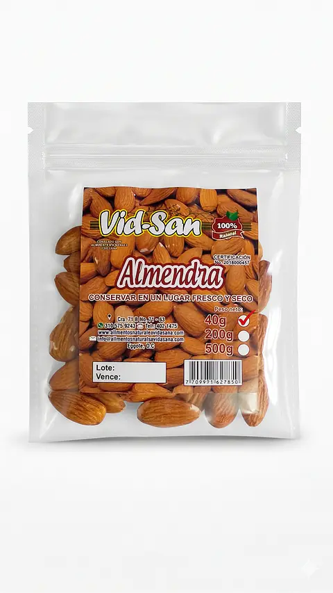 Almendra 40G Alimentos Naturales Vida Sana