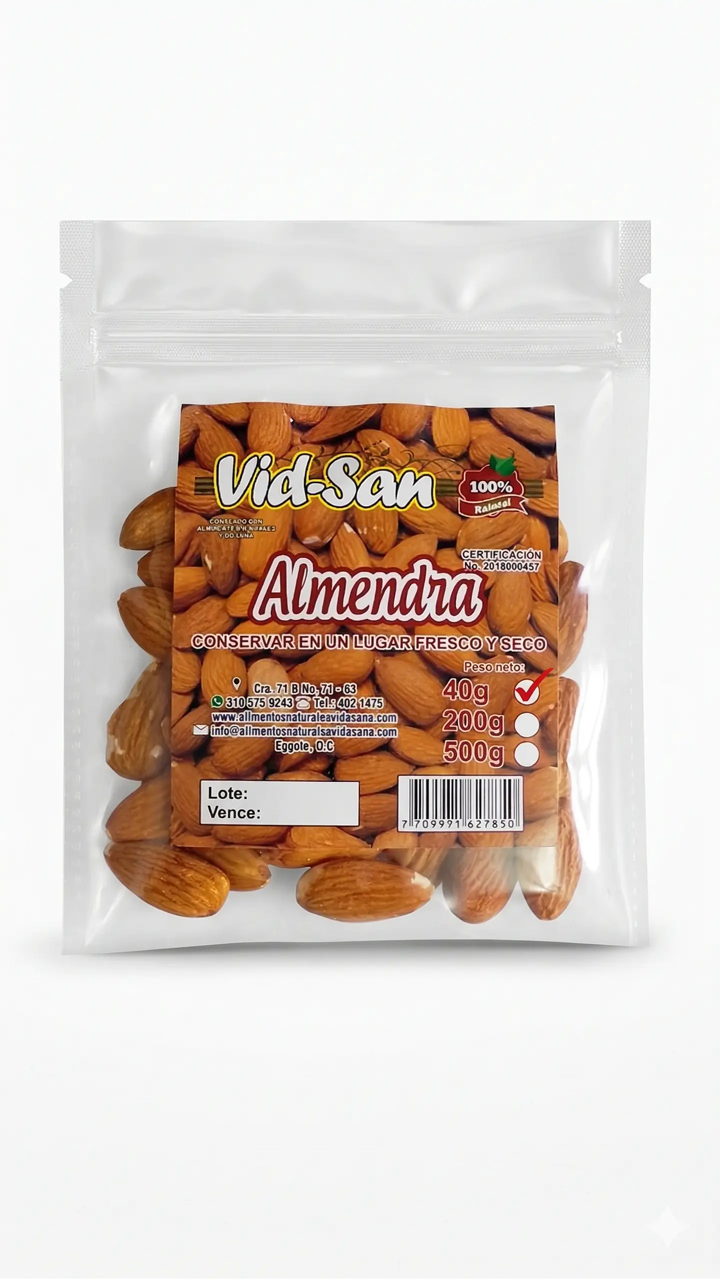 Almendra 40G Alimentos Naturales Vida Sana 1