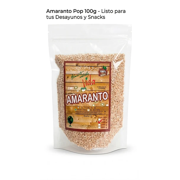 Amaranto Pop 100G Alimentos Naturales Vida Sana 1