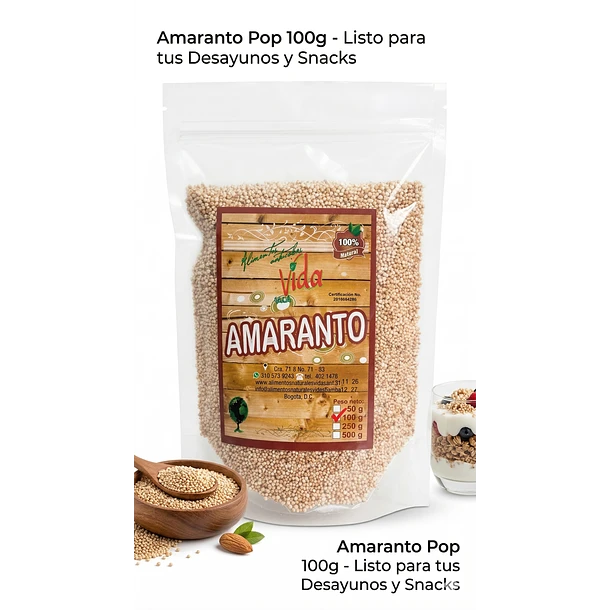 Amaranto Pop 100G Alimentos Naturales Vida Sana 2