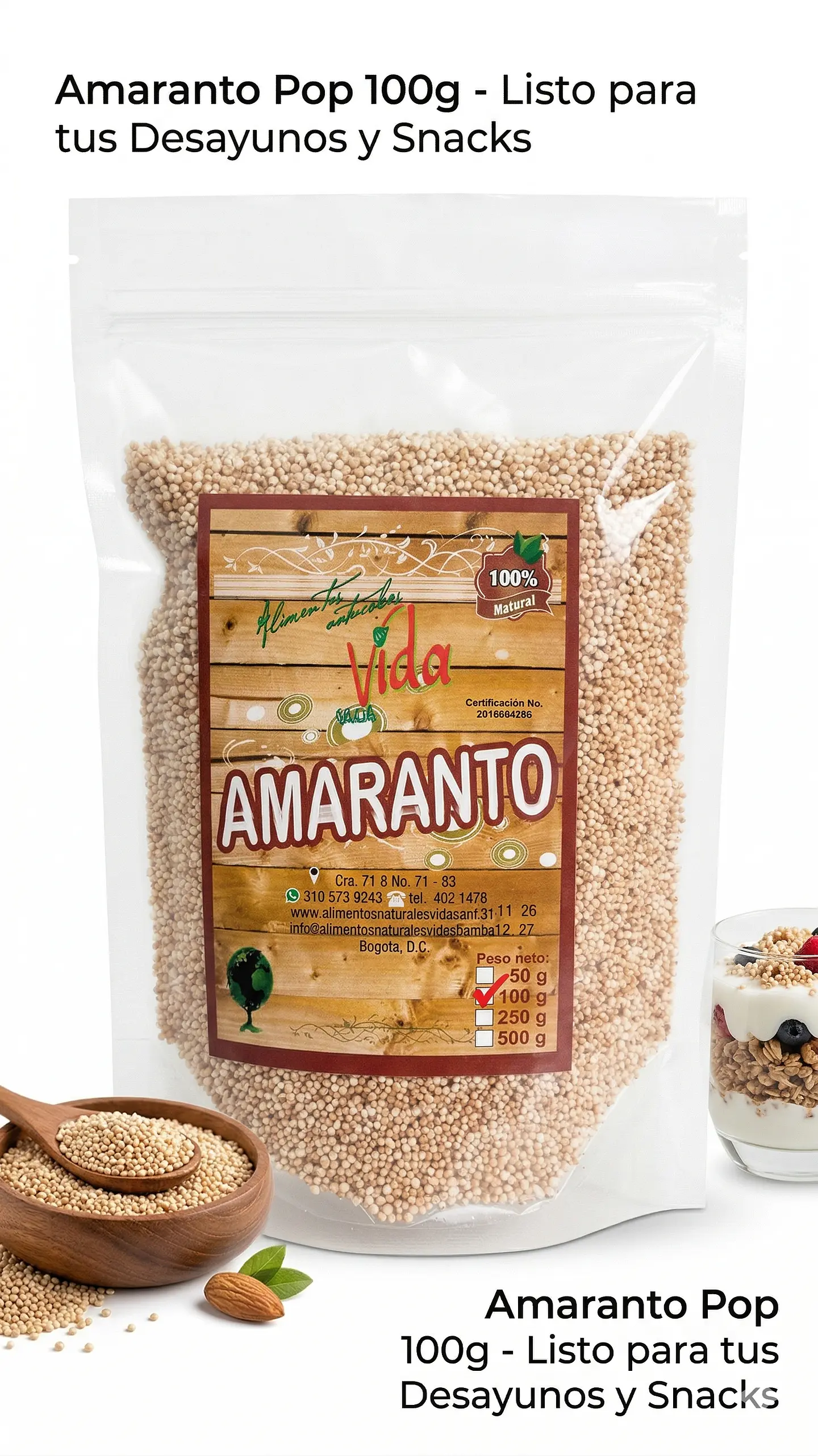 Amaranto Pop 100G Alimentos Naturales Vida Sana 2