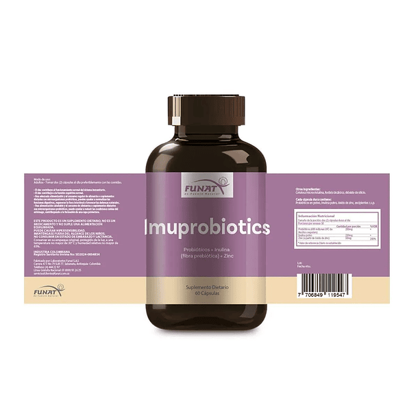 Imuprobiotics - Fórmula de Probióticos + Inulina + Zinc 60 Capsulas 2