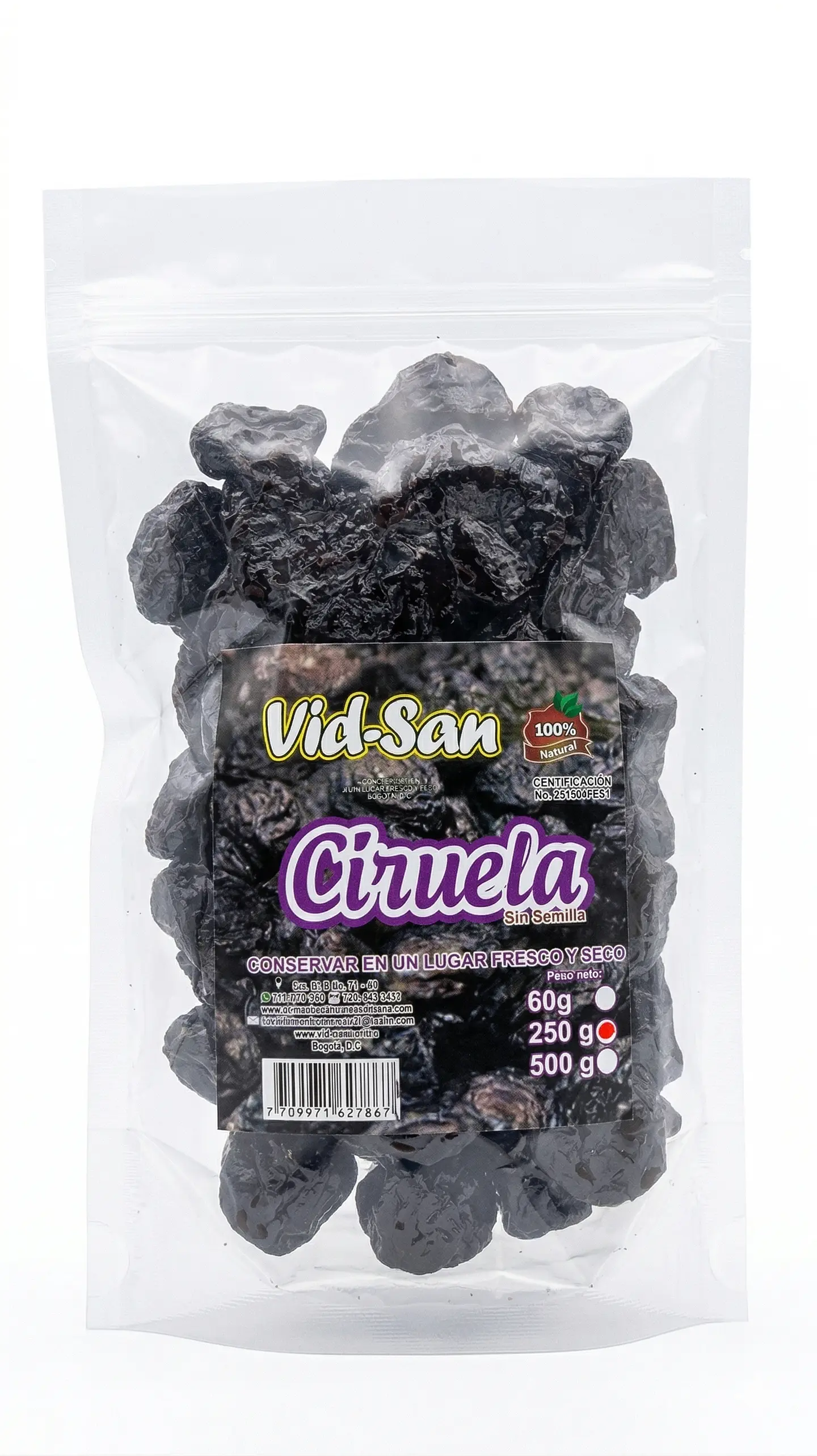 Ciruela Pasa 250G Alimentos Naturales Vida Sana 1