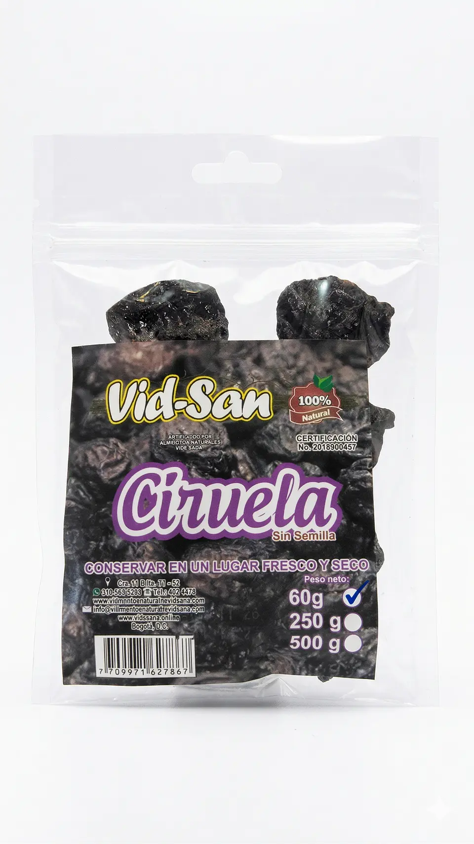 Ciruela Pasa 60G Alimentos Naturales Vida Sana 1