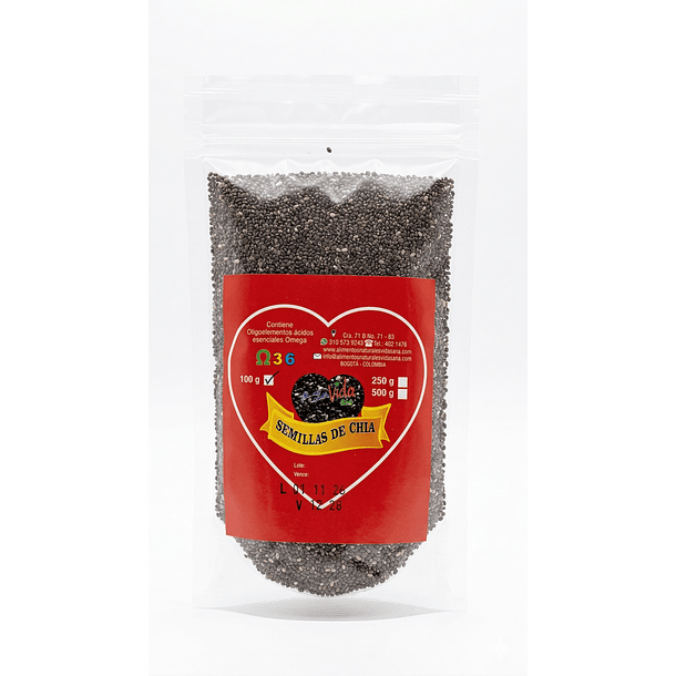 Semillas De Chia 100G Alimentos Naturales Vida Sana