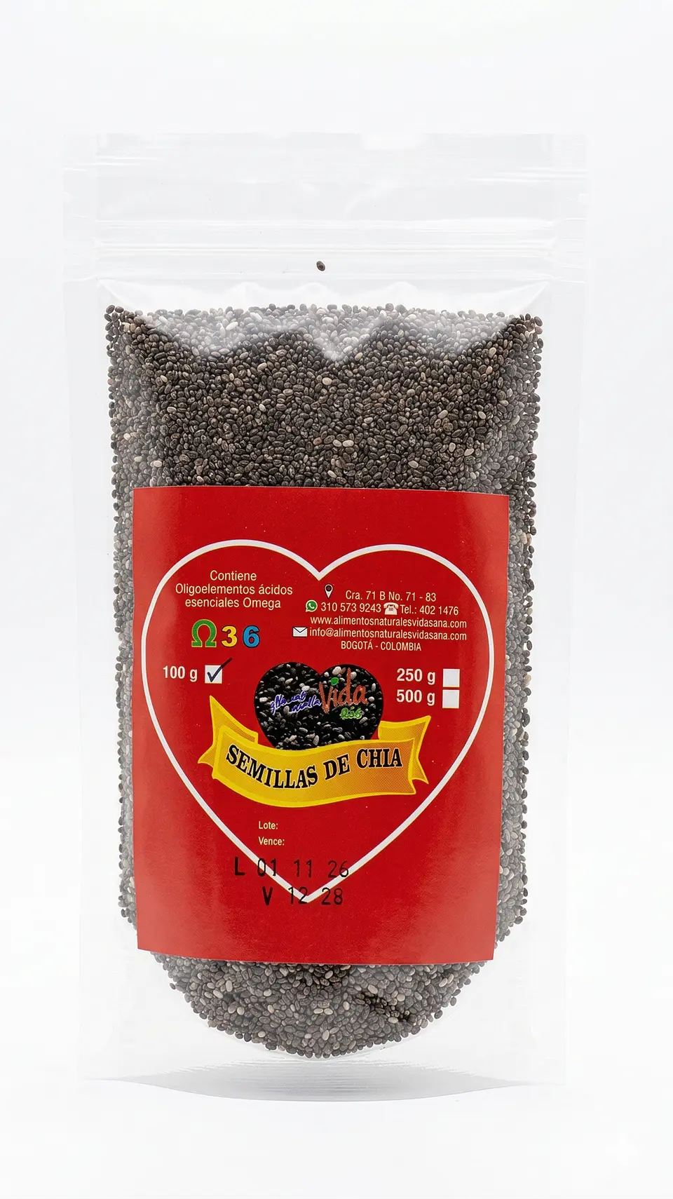 Semillas De Chia 100G Alimentos Naturales Vida Sana 1
