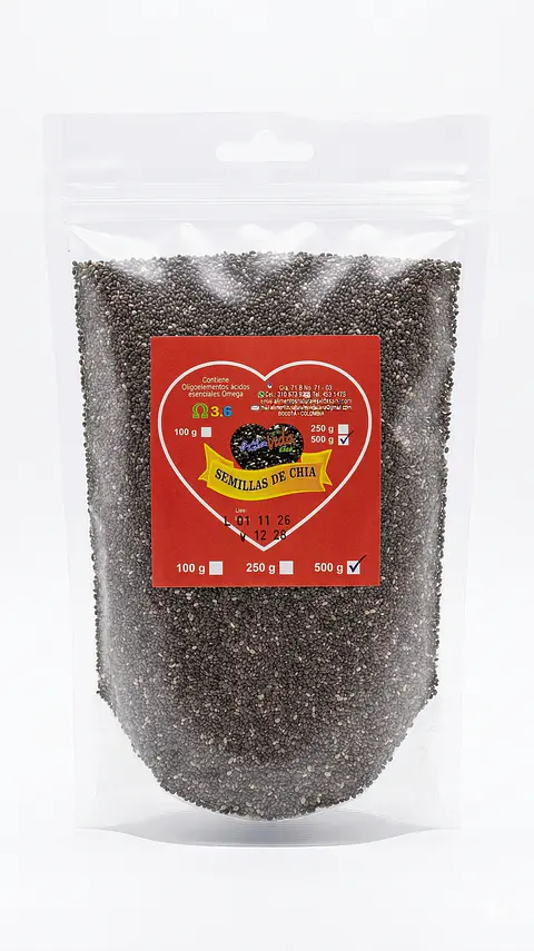 Semillas De Chia 500G Alimentos Naturales Vida Sana