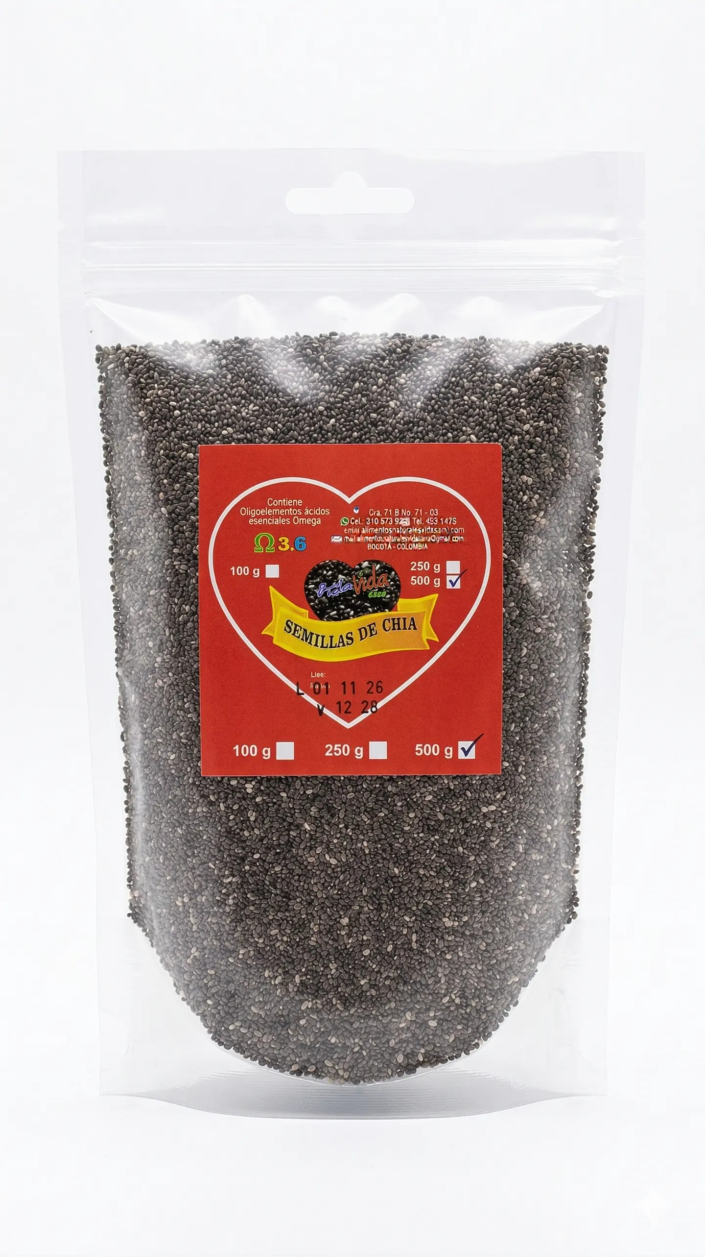 Semillas De Chia 500G Alimentos Naturales Vida Sana 1