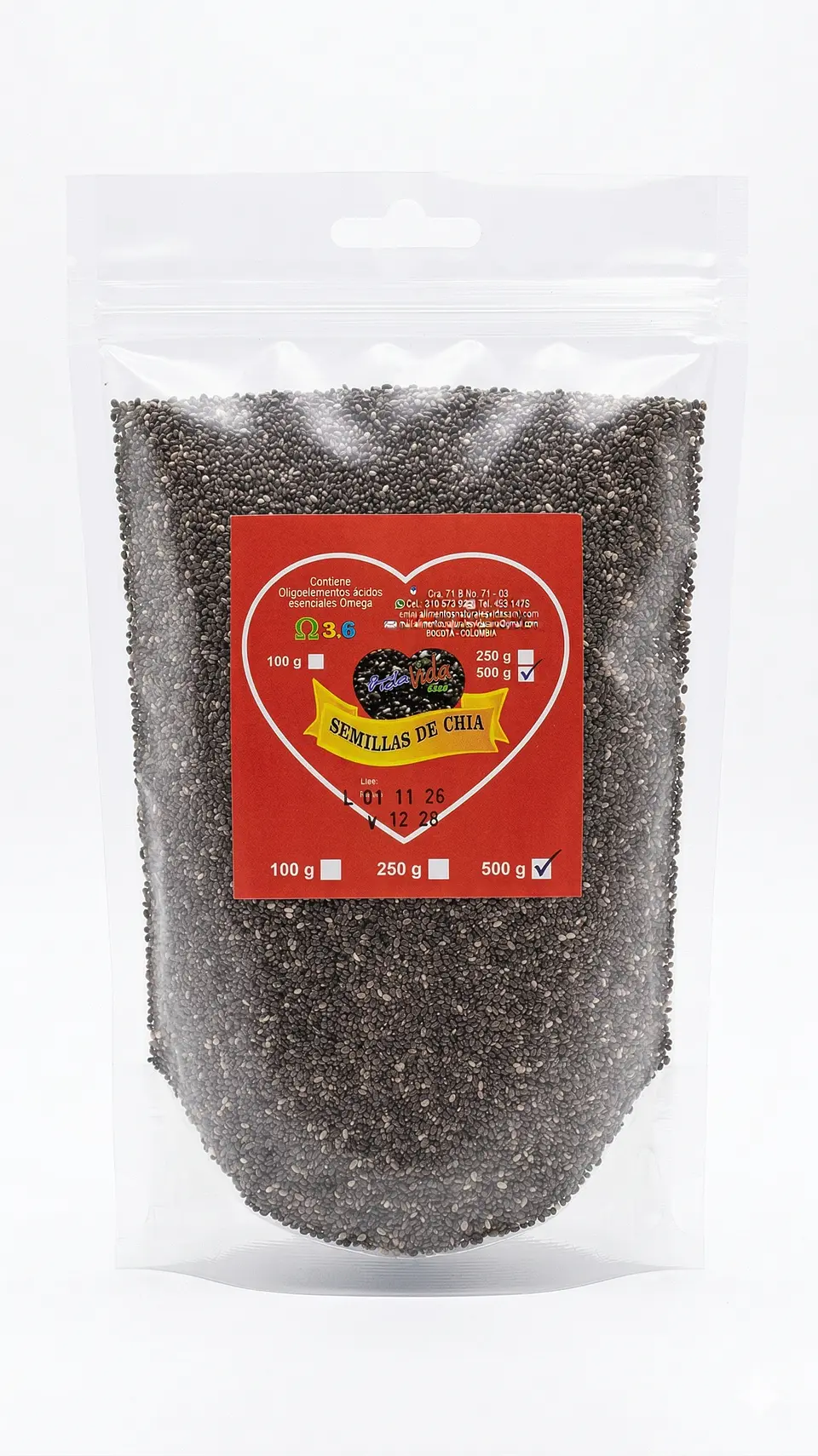 Semillas De Chia 500G Alimentos Naturales Vida Sana 1
