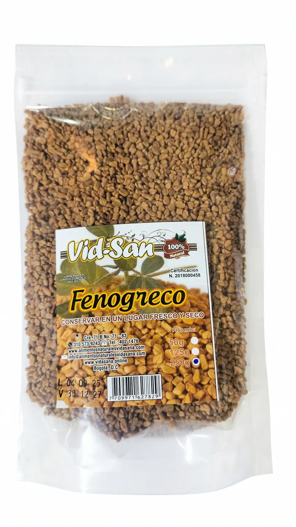 Semillas De Fenogreco 250G Alimentos Naturales Vida Sana 1