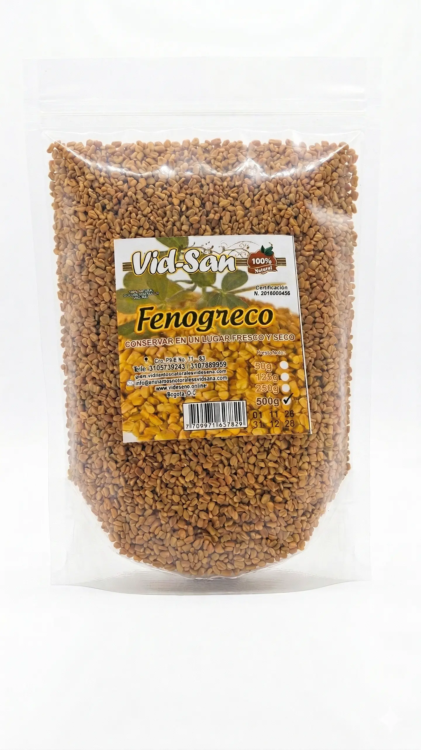 Semillas De Fenogreco 500G Alimentos Naturales Vida Sana 1
