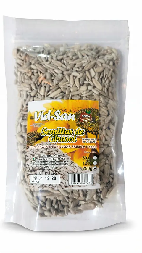 Semillas De Girasol 250G Alimentos Naturales Vida Sana