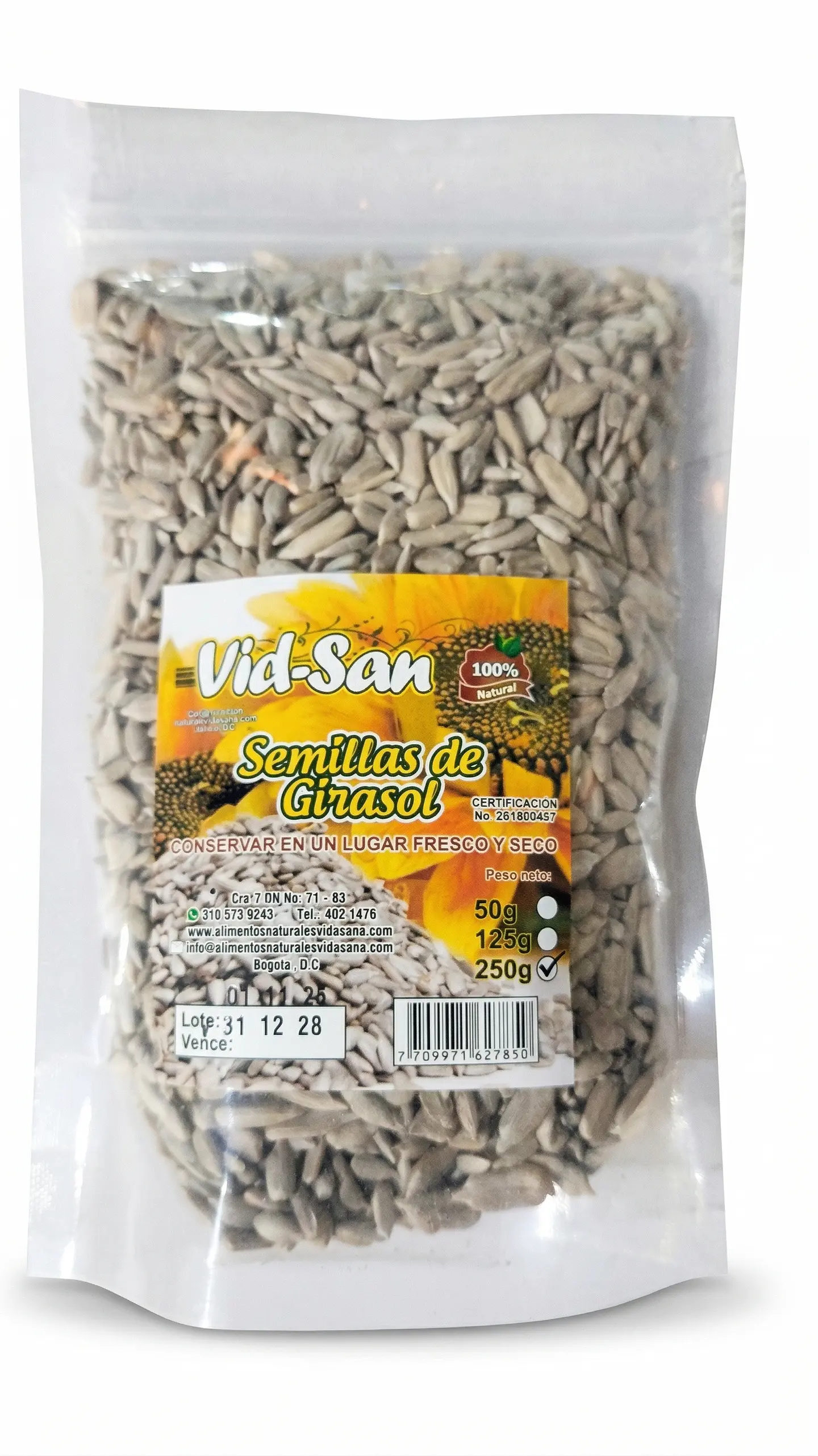 Semillas De Girasol 250G Alimentos Naturales Vida Sana 1