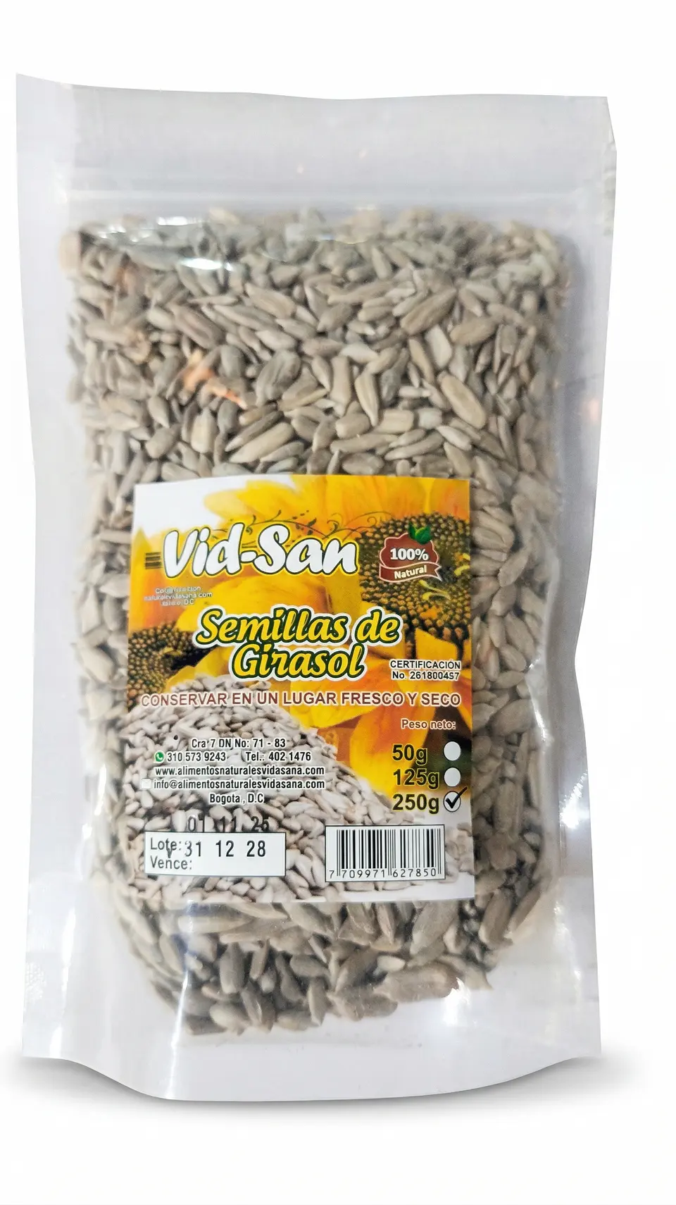 Semillas De Girasol 250G Alimentos Naturales Vida Sana 1