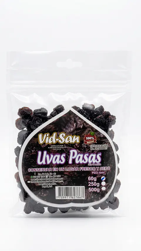 Uvas Pasas 60G Alimentos Naturales Vida Sana