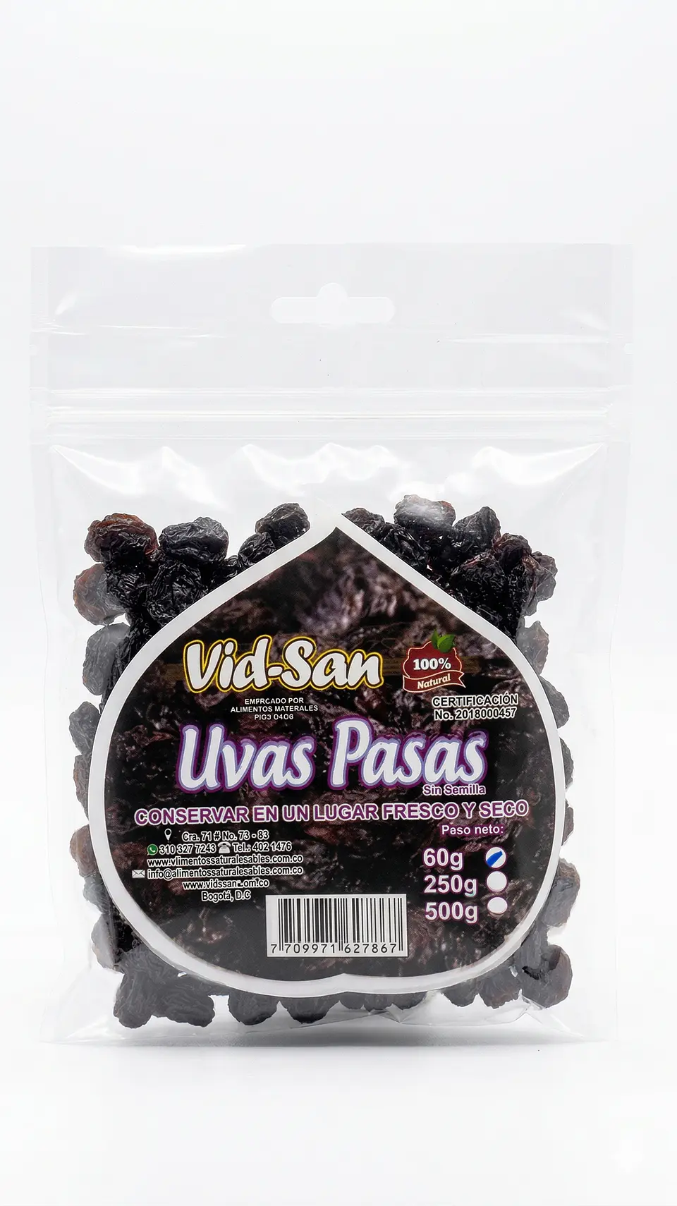 Uvas Pasas 60G Alimentos Naturales Vida Sana 1