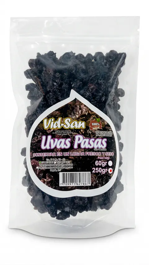 Uvas Pasas 250G Alimentos Naturales Vida Sana