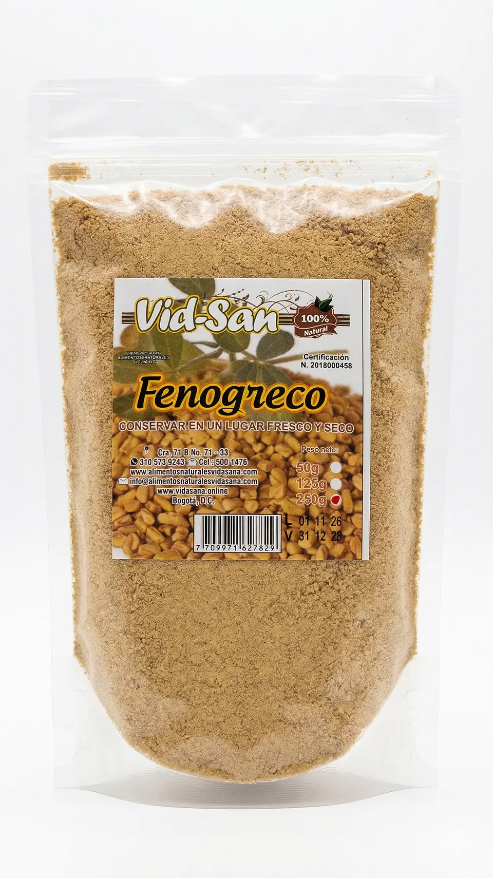 Fenogreco Molido 250G Alimentos Naturales Vida Sana 1