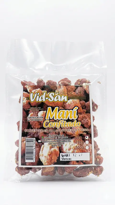Mani Confitado 60G Alimentos Naturales Vida Sana