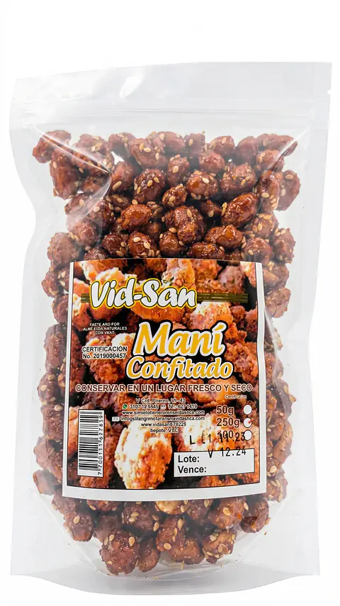 Mani Confitado 250G Alimentos Naturales Vida Sana
