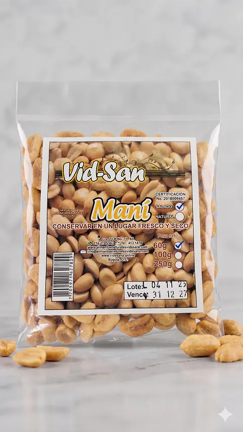 Mani Salado 60G Alimentos Naturales Vida Sana