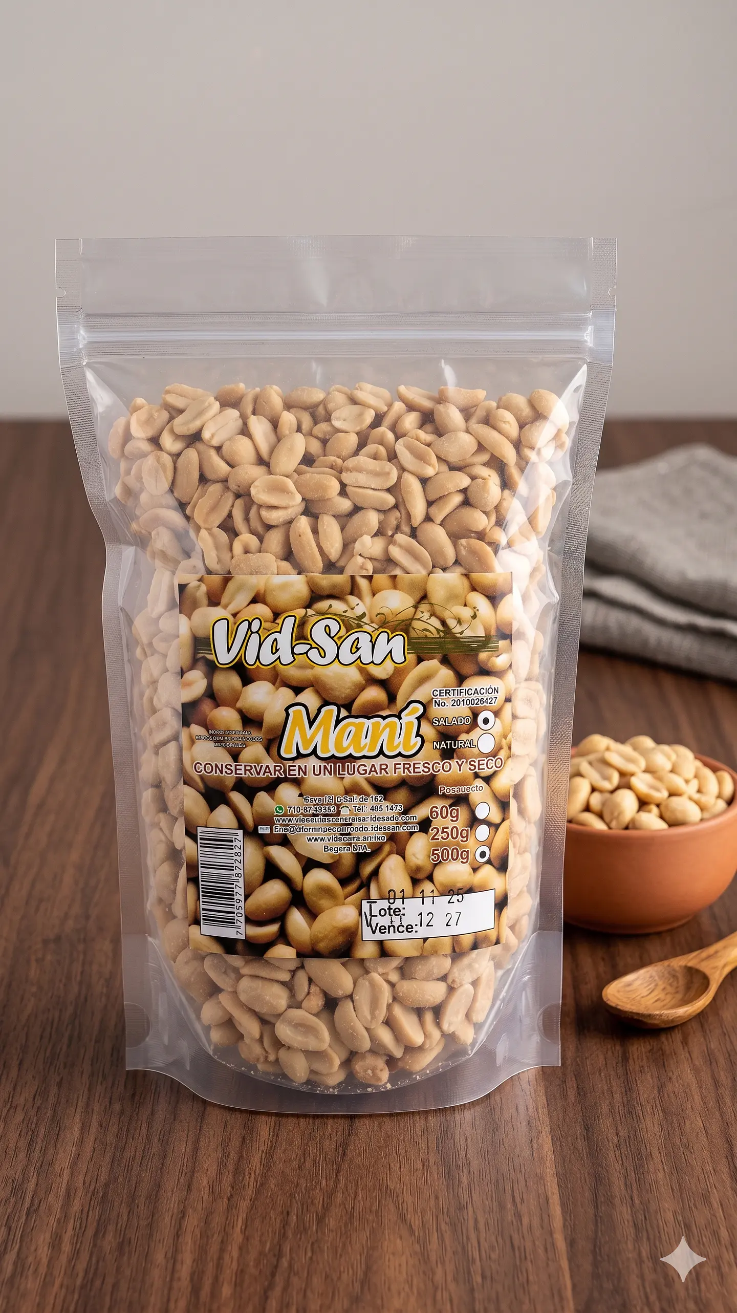 Mani Salado 500G Alimentos Naturales Vida Sana 1