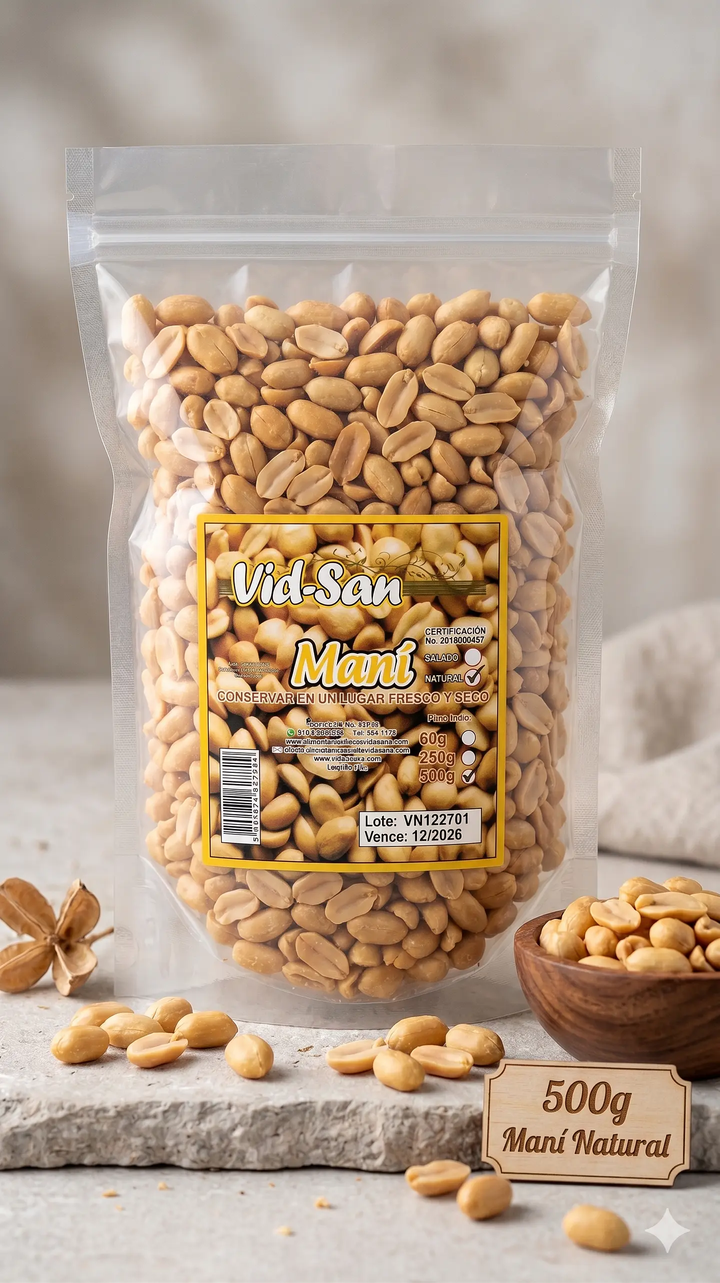 Mani Simple 500G Alimentos Naturales Vida Sana 1