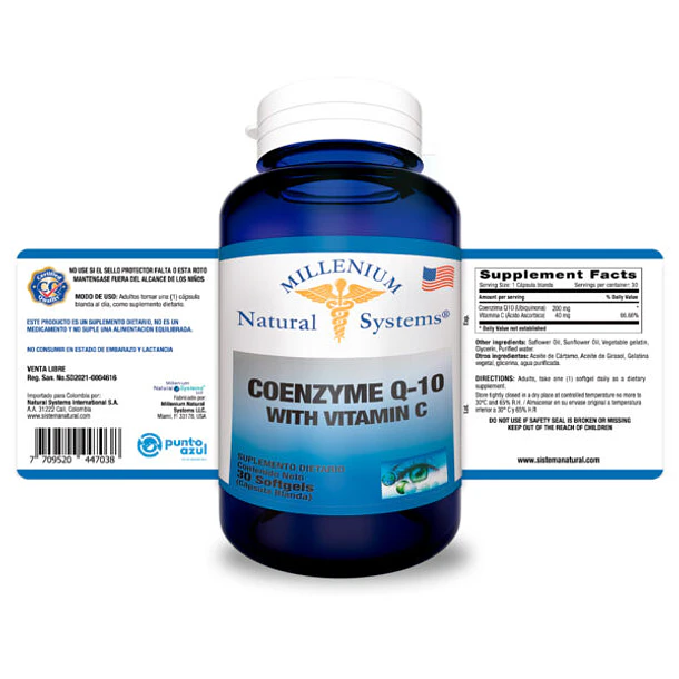 Coenzyme Q‑10 + Vitamina C – 30 Softgels 2