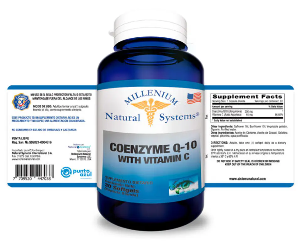 Coenzyme Q‑10 + Vitamina C – 30 Softgels 2