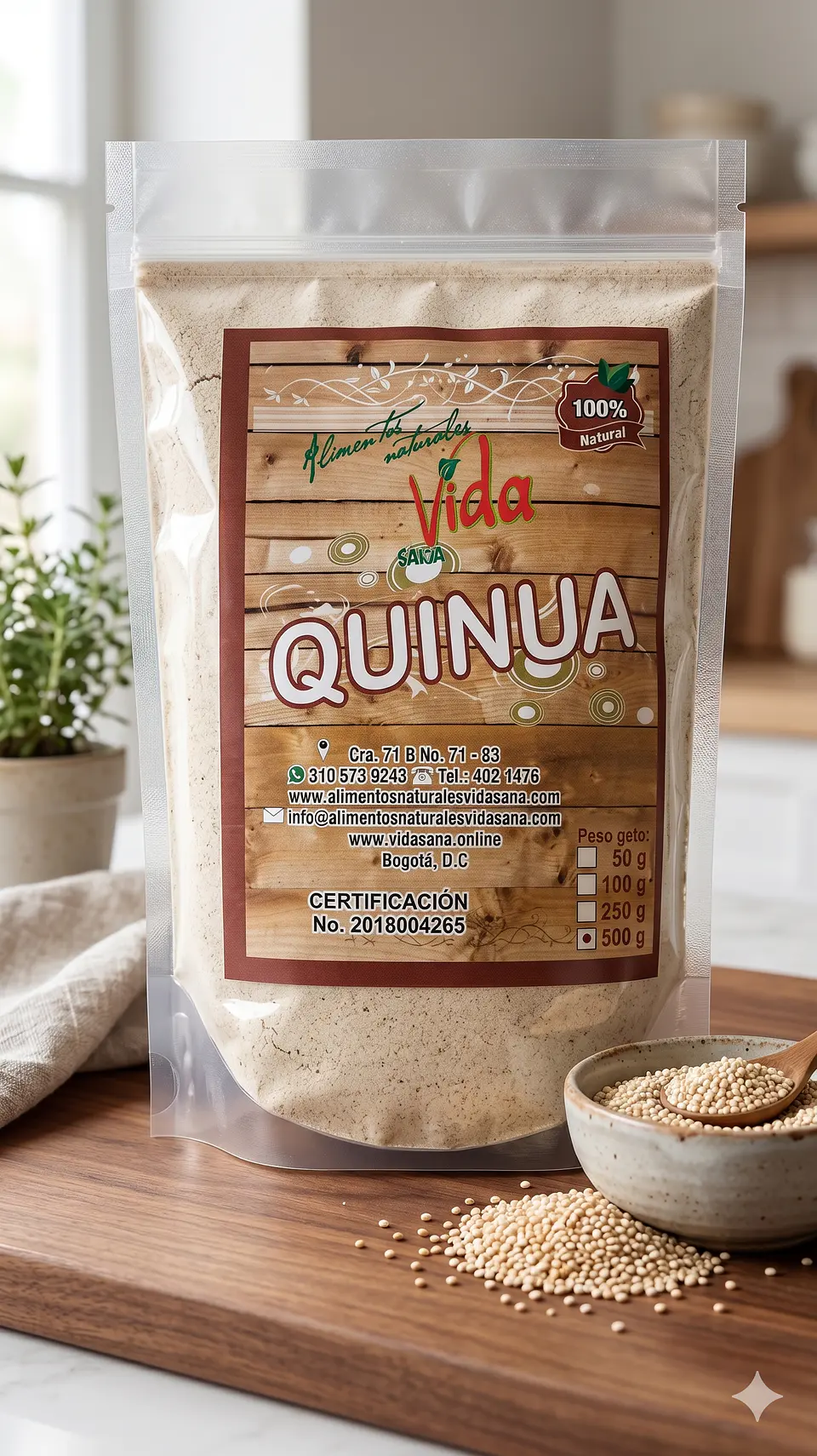 Quinua Molida 500G Alimentos Naturales Vida Sana 1