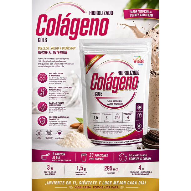 Colageno Bovino Hidrolizado 450G Alimentos Naturales Vida Sana 3