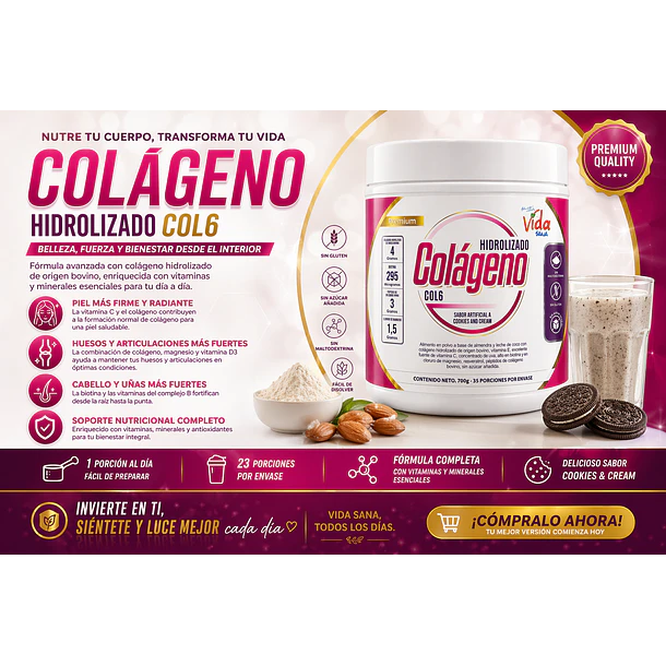 Colageno Bovino Hidrolizado 700G Alimentos Naturales Vida Sana 3