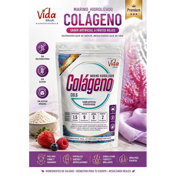 Colageno Marino Hidrolizado 450G Alimentos Naturales Vida Sana 1