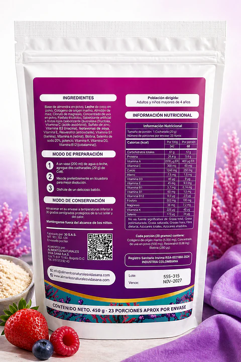 Colageno Marino Hidrolizado 450G Alimentos Naturales Vida Sana