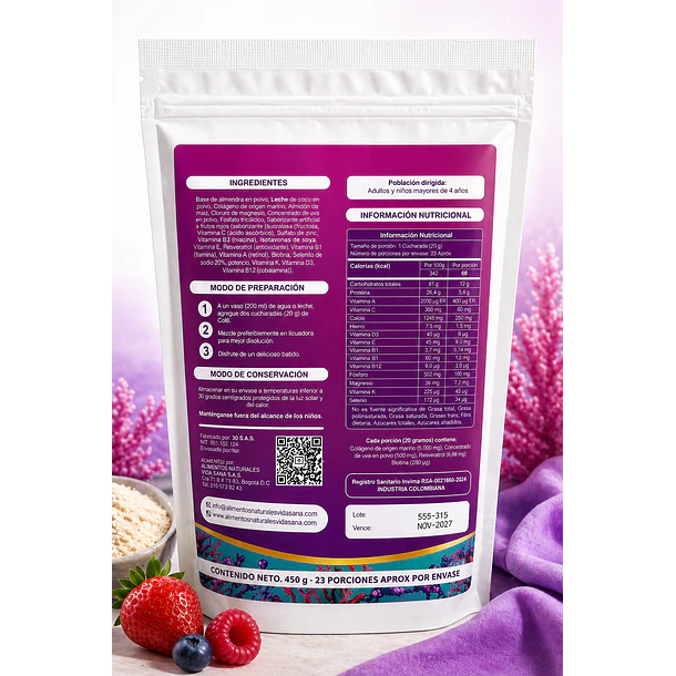 Colageno Marino Hidrolizado 450G Alimentos Naturales Vida Sana 2