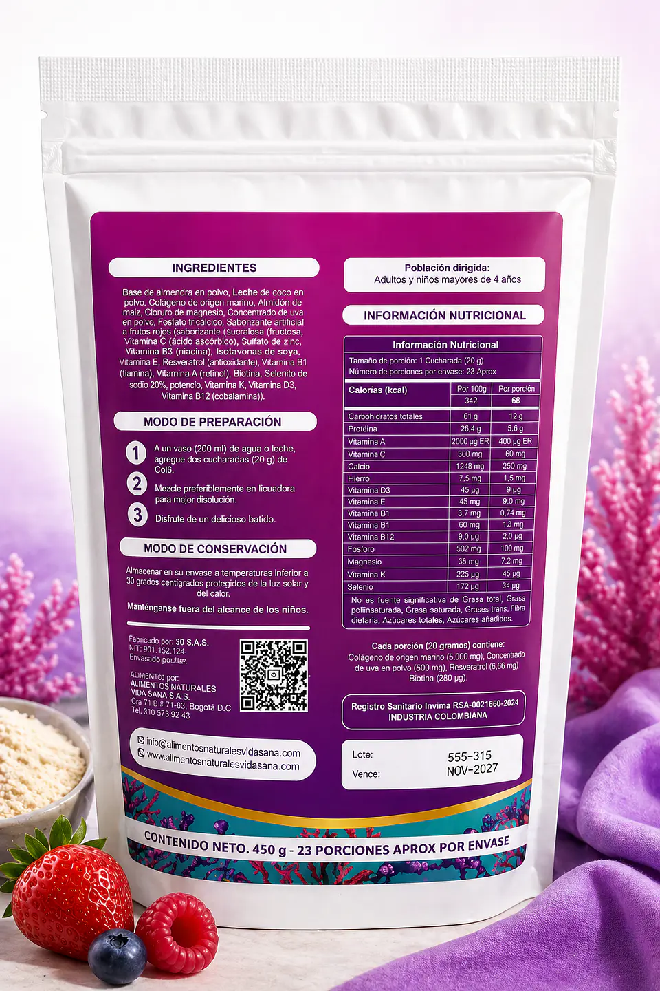 Colageno Marino Hidrolizado 450G Alimentos Naturales Vida Sana 2