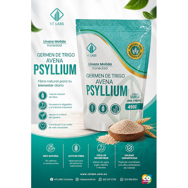 Linaza Germen De Trigo Y Psyllium 450G Nt Labs 1