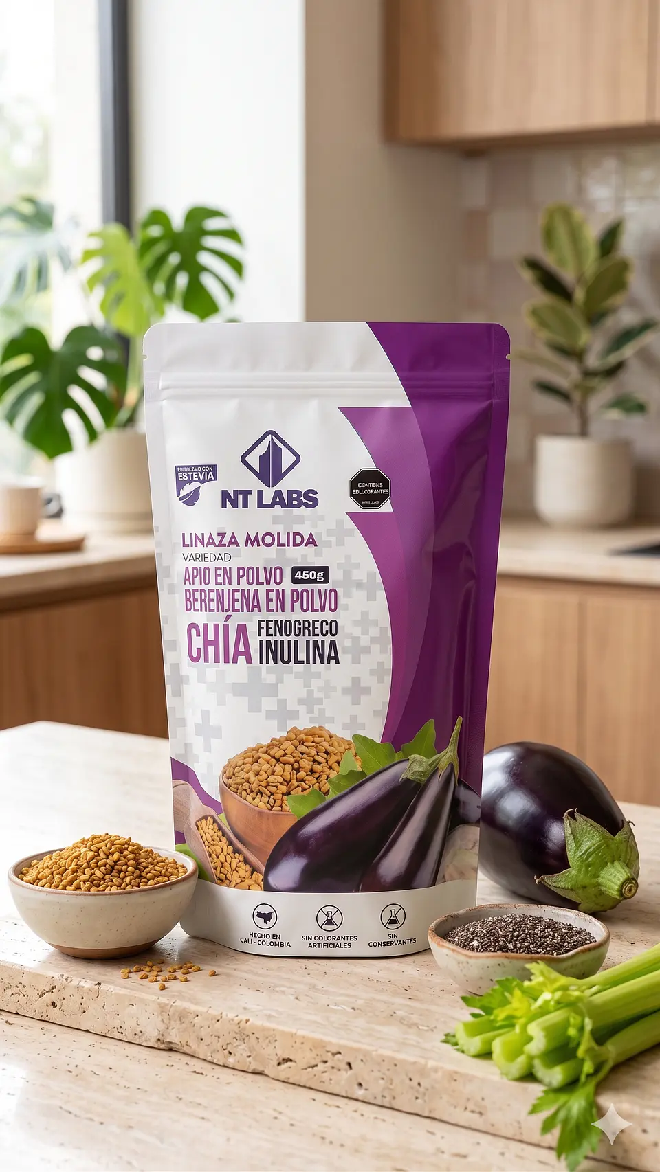 Linaza Chia Berenjena Fenogreco 450g 1