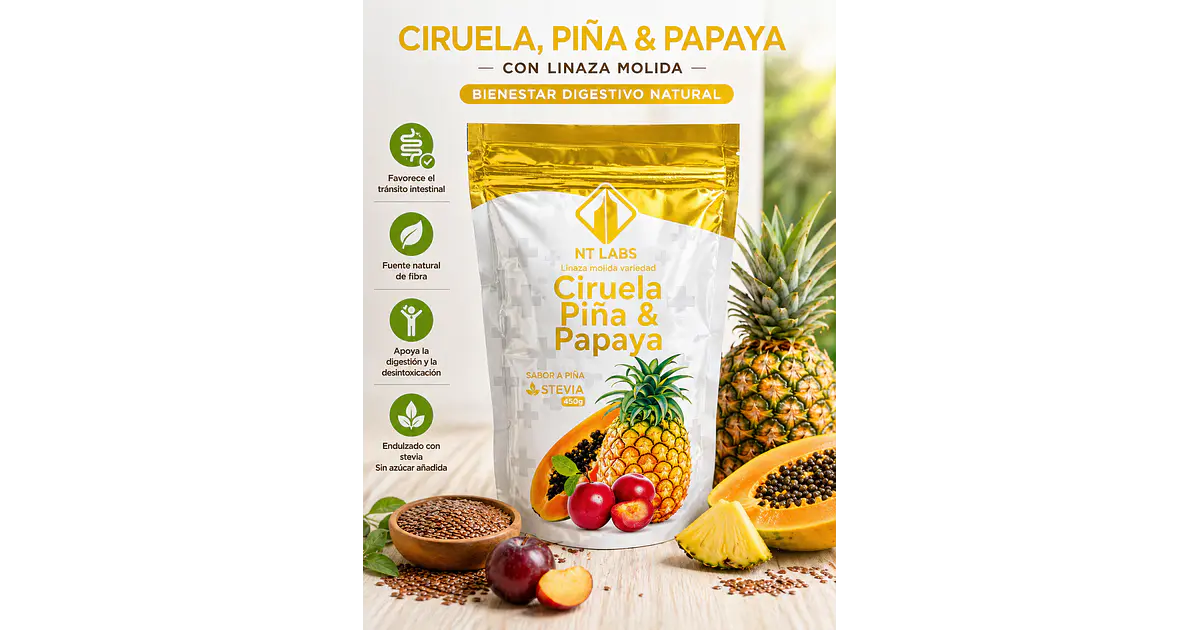 Linaza Ciruela Piña y Papaya 450g NT Labs | Digestión Sal...