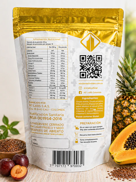 Linaza Ciruela Piña Y Papaya 450G Nt Labs