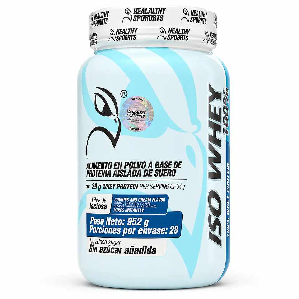 Iso Whey 100% Healthy Sports Cookies & Cream – Proteína aislada de suero – 952 g 1